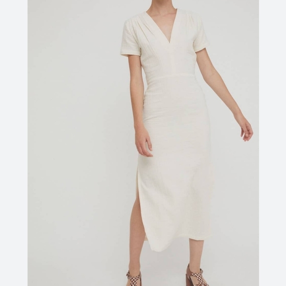 Rita Row Hedda Dress Womens Size XS Double Cotton Gauze Side Slits V Neck - Picture 1 of 10